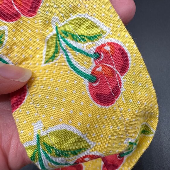 Handmade Small Backpack Purse Blue Yellow Red Cherry Kitsch Whimsical Adjustable - Picture 7 of 9